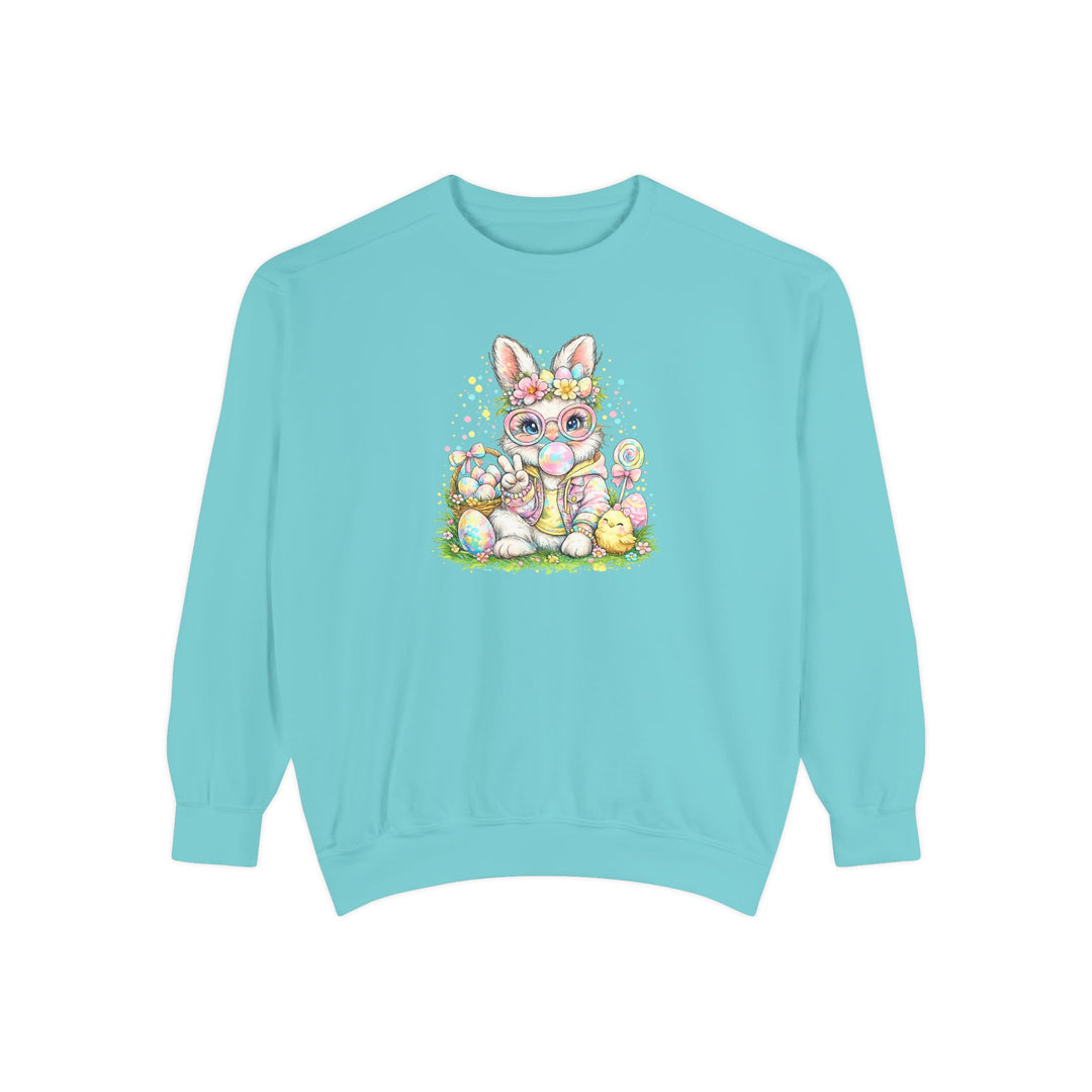 Floral Easter Bunny Crewneck Sweatshirt | Pastel Bunny with Eggs