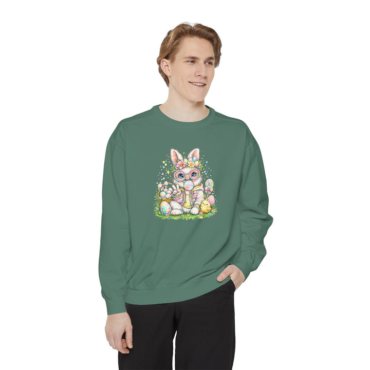 Floral Easter Bunny Crewneck Sweatshirt | Pastel Bunny with Eggs