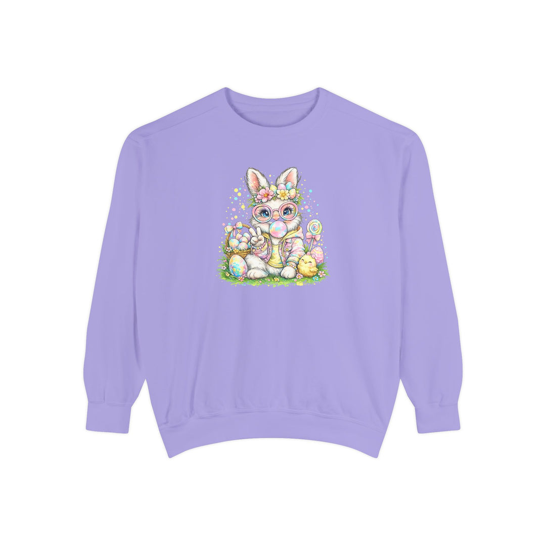 Floral Easter Bunny Crewneck Sweatshirt | Pastel Bunny with Eggs