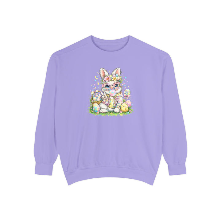 Floral Easter Bunny Crewneck Sweatshirt | Pastel Bunny with Eggs