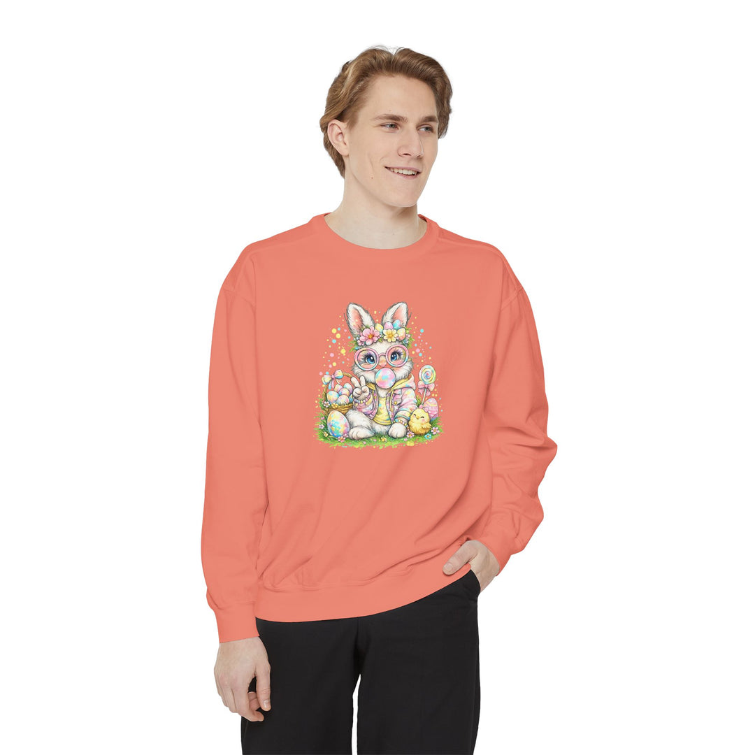 Floral Easter Bunny Crewneck Sweatshirt | Pastel Bunny with Eggs