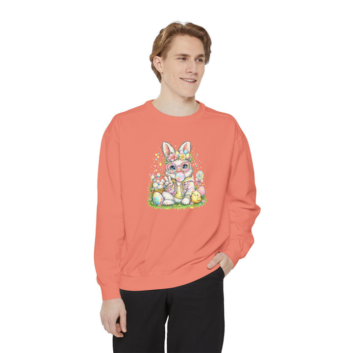 Floral Easter Bunny Crewneck Sweatshirt | Pastel Bunny with Eggs