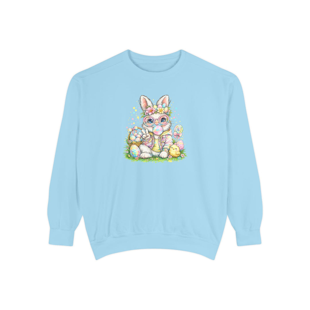 Floral Easter Bunny Crewneck Sweatshirt | Pastel Bunny with Eggs