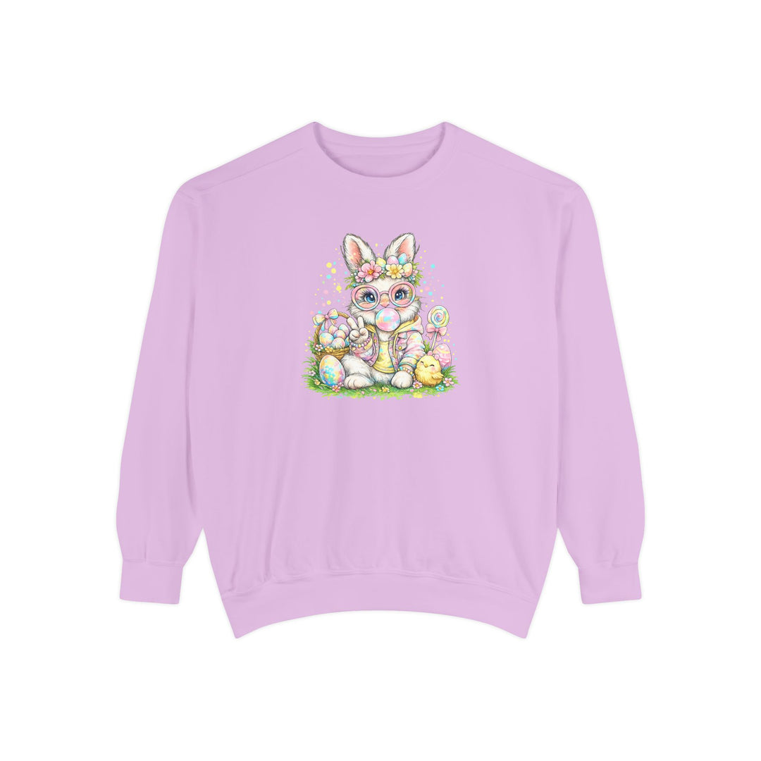 Floral Easter Bunny Crewneck Sweatshirt | Pastel Bunny with Eggs