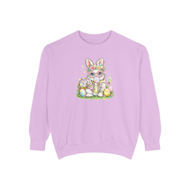 Floral Easter Bunny Crewneck Sweatshirt | Pastel Bunny with Eggs