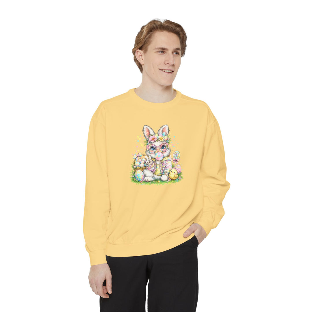 Floral Easter Bunny Crewneck Sweatshirt | Pastel Bunny with Eggs