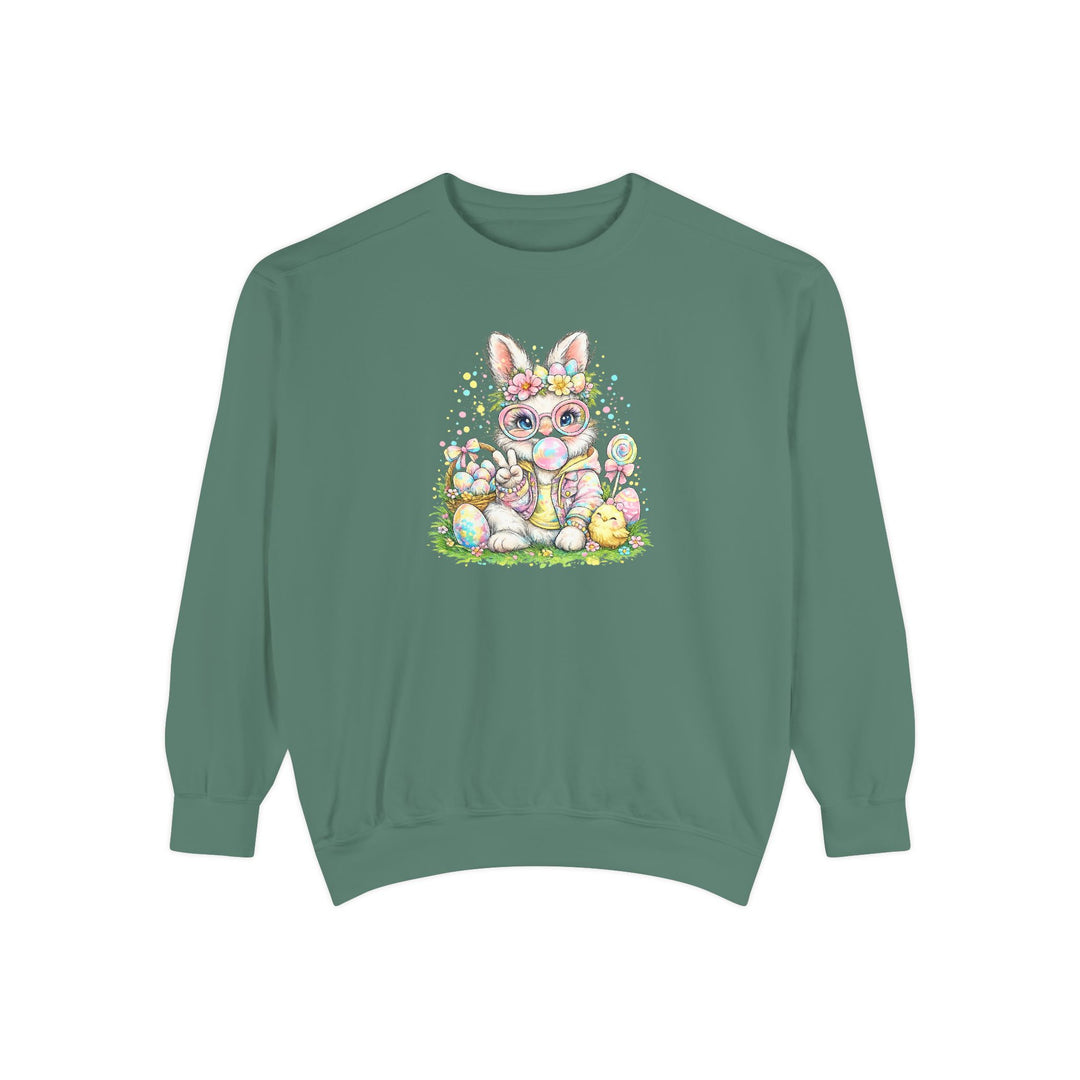 Floral Easter Bunny Crewneck Sweatshirt | Pastel Bunny with Eggs