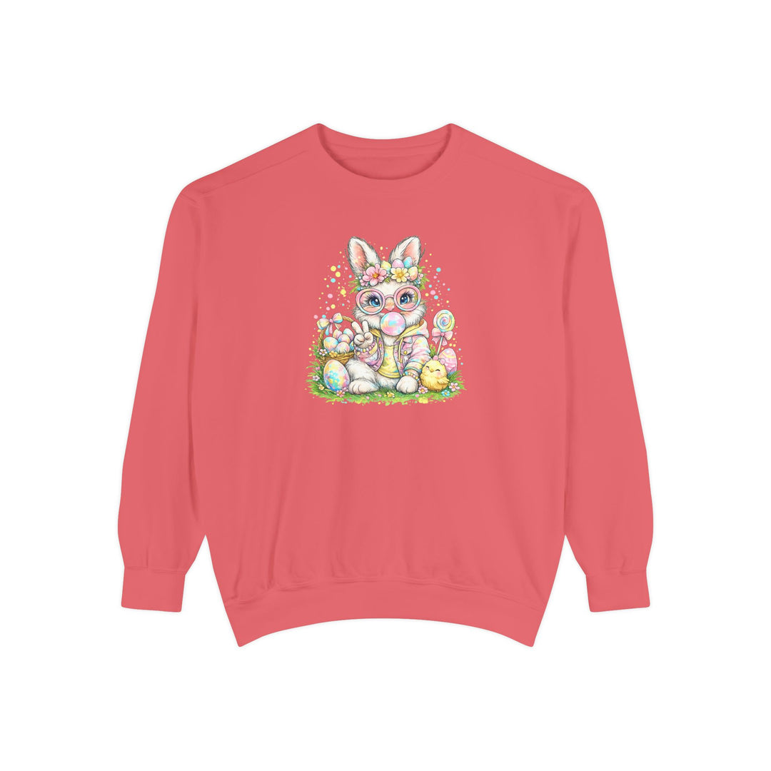 Floral Easter Bunny Crewneck Sweatshirt | Pastel Bunny with Eggs