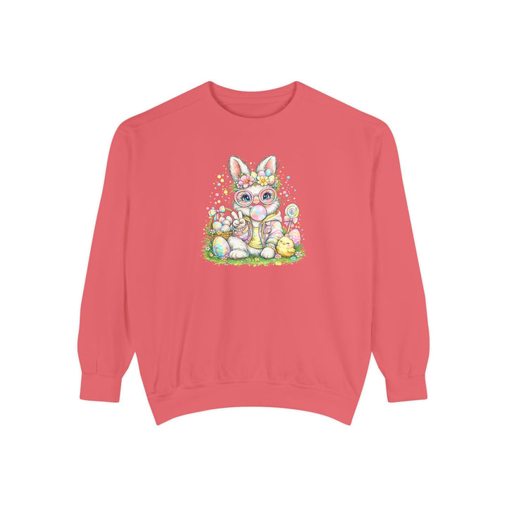 Floral Easter Bunny Crewneck Sweatshirt | Pastel Bunny with Eggs