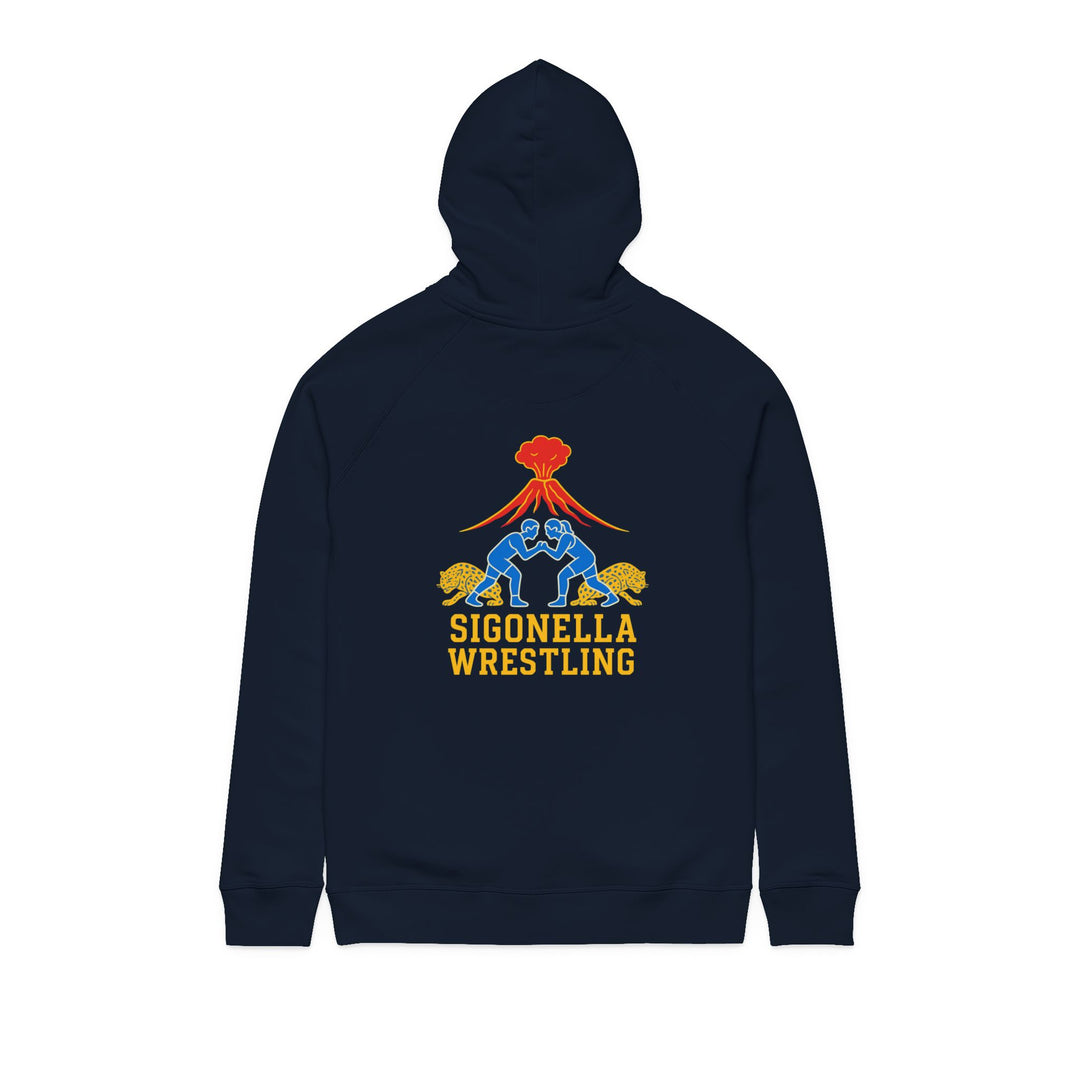 Sigonella Wrestling Hoodie — Volcano Crest Back Graphic- Organic cotton
