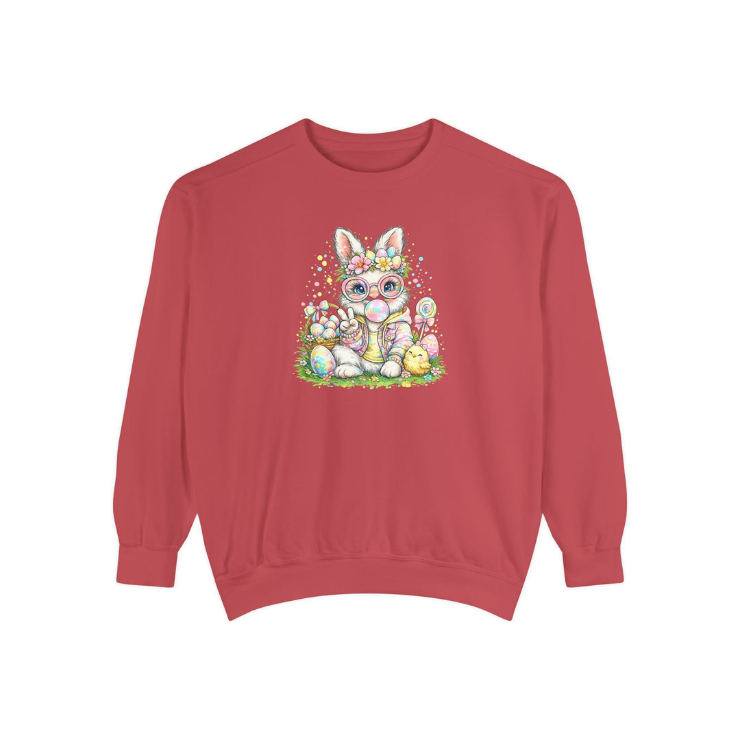Floral Easter Bunny Crewneck Sweatshirt | Pastel Bunny with Eggs