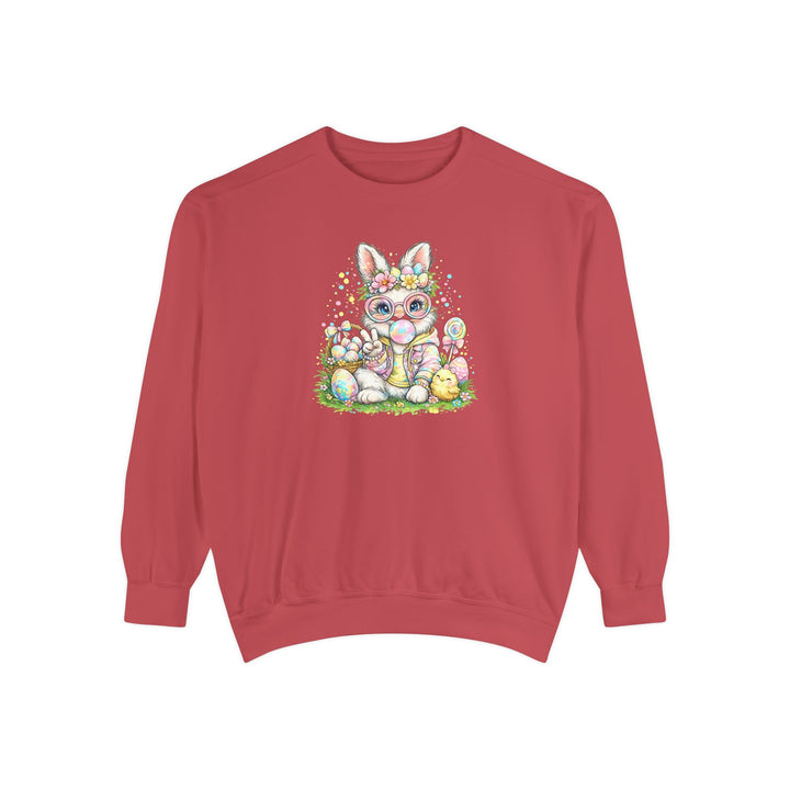 Floral Easter Bunny Crewneck Sweatshirt | Pastel Bunny with Eggs
