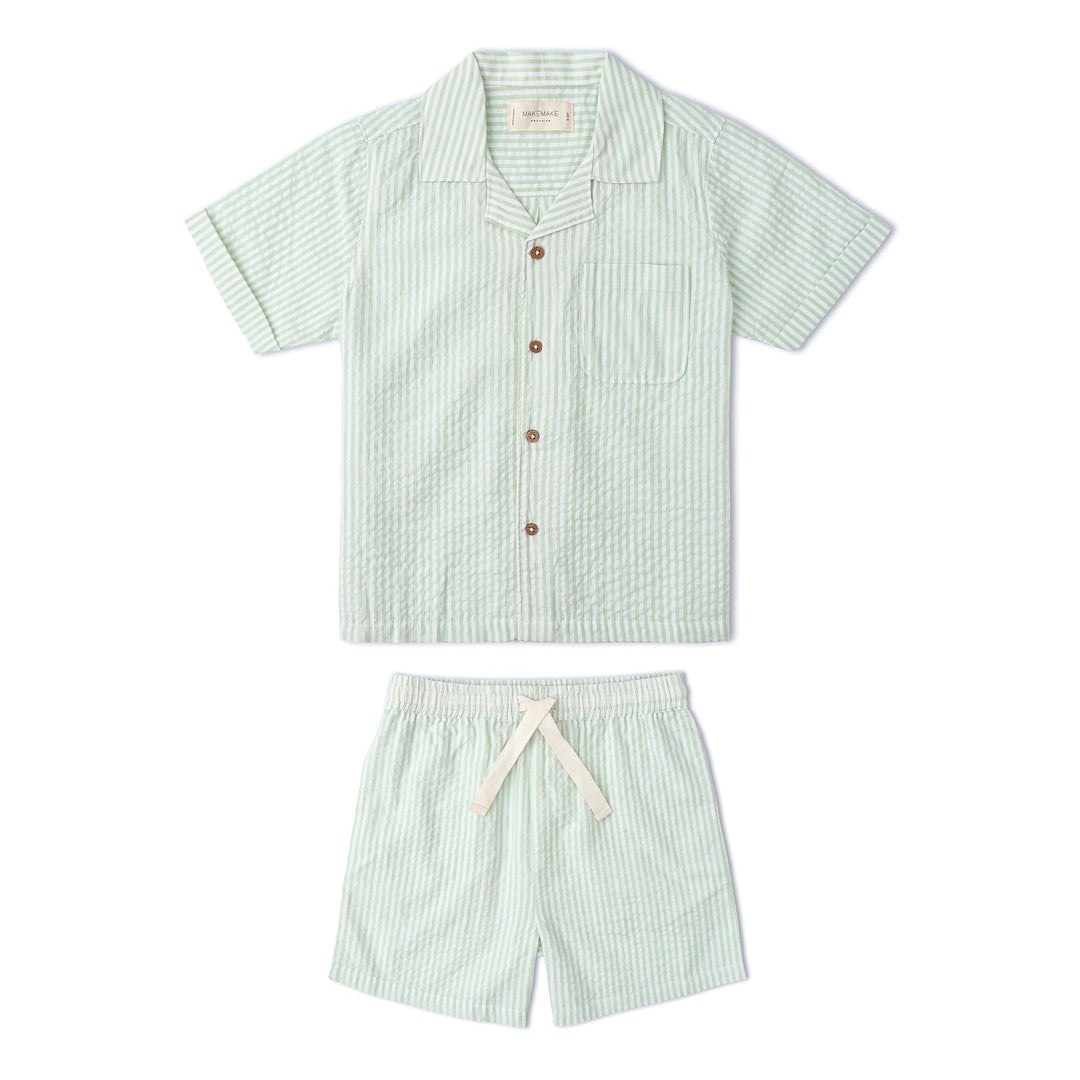 Organic Shirt &amp; Shorts Set - Basil Stripes
