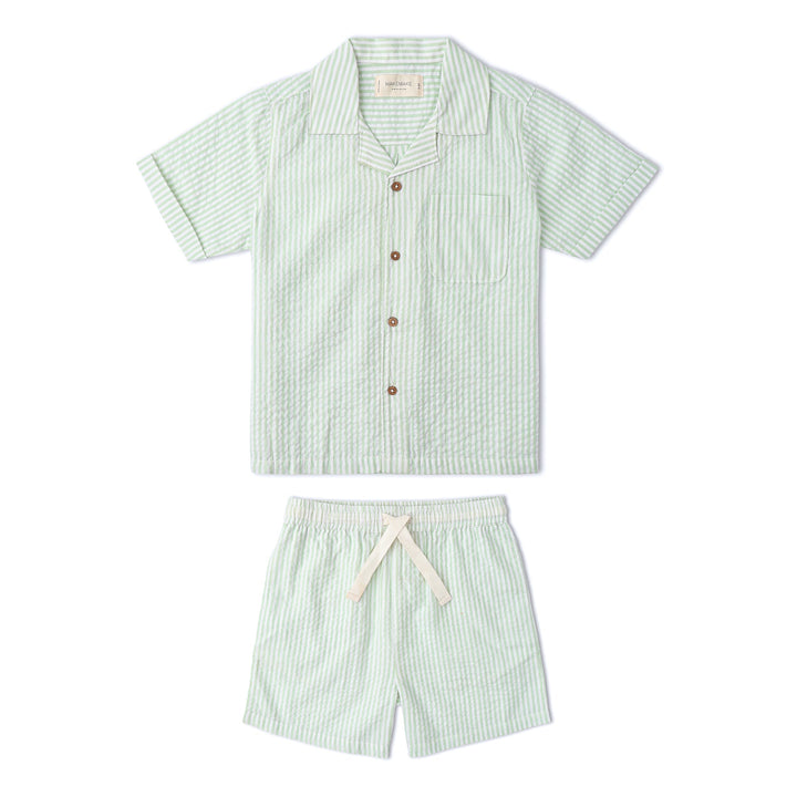 Organic Shirt &amp; Shorts Set - Basil Stripes