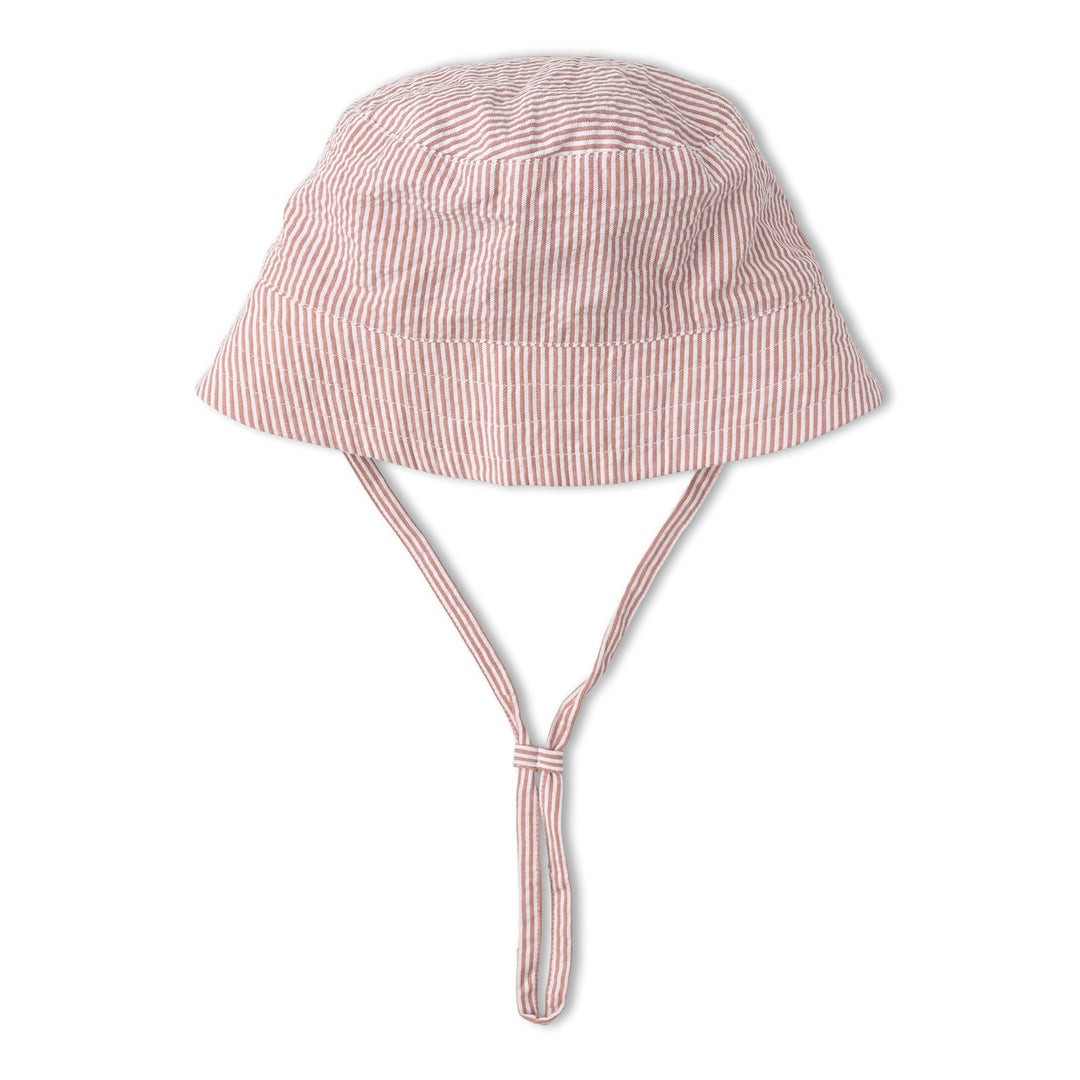 Organic Bucket Sun Hat - Coral Stripes