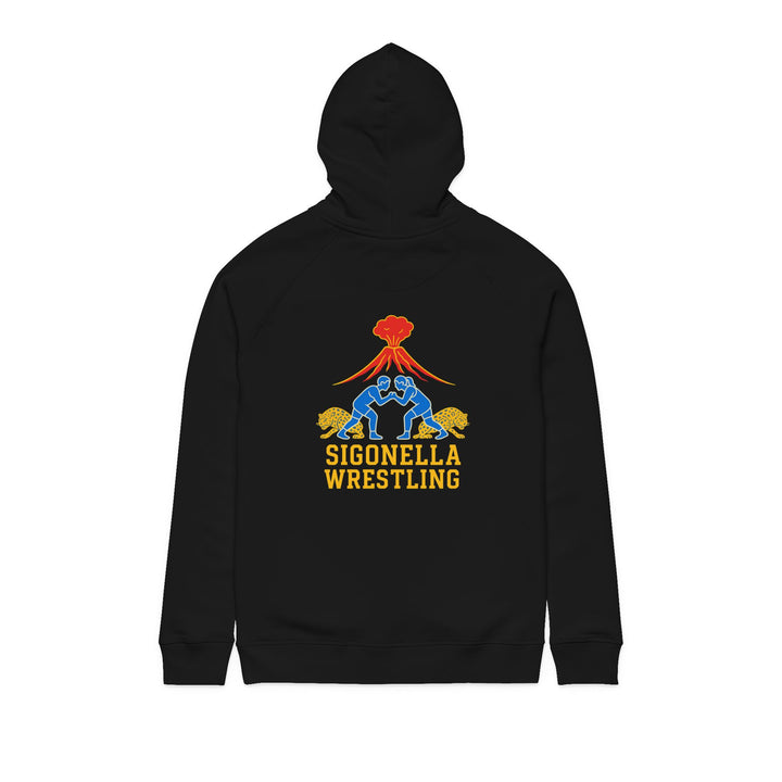Sigonella Wrestling Hoodie — Volcano Crest Back Graphic- Organic cotton