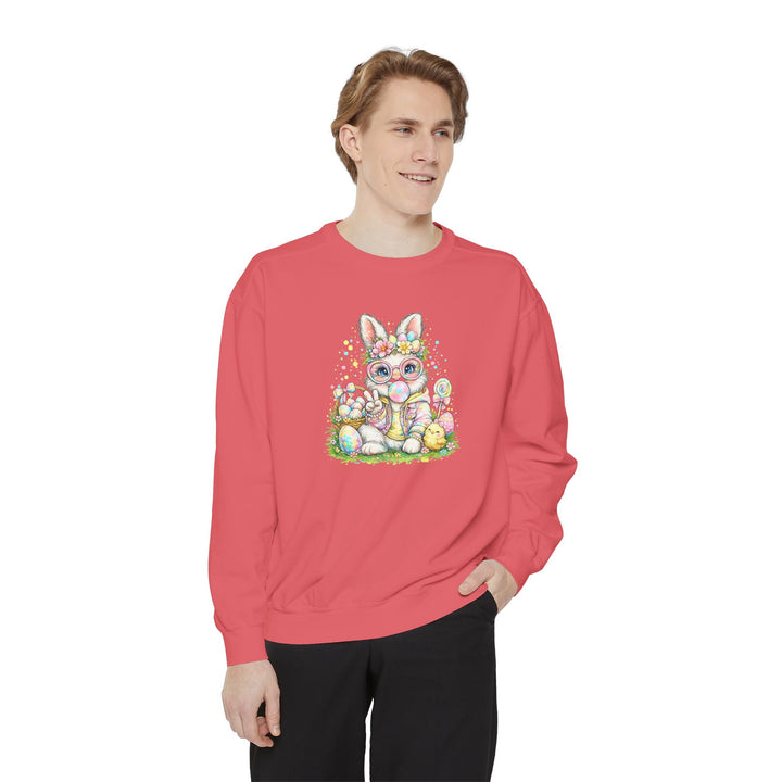 Floral Easter Bunny Crewneck Sweatshirt | Pastel Bunny with Eggs