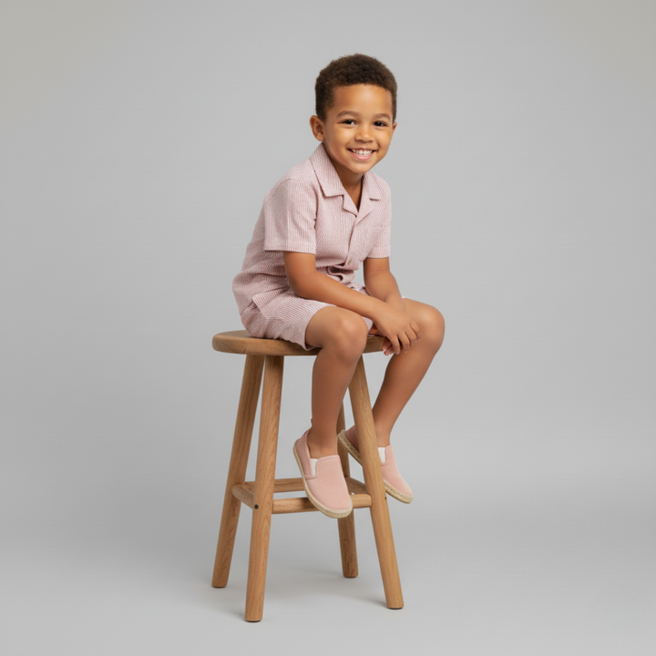 Organic Shirt &amp; Shorts Set - Coral Stripes