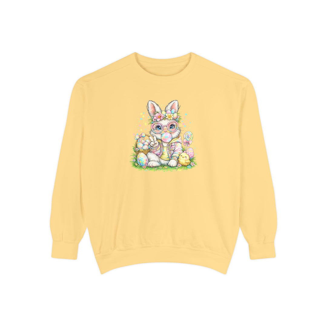 Floral Easter Bunny Crewneck Sweatshirt | Pastel Bunny with Eggs