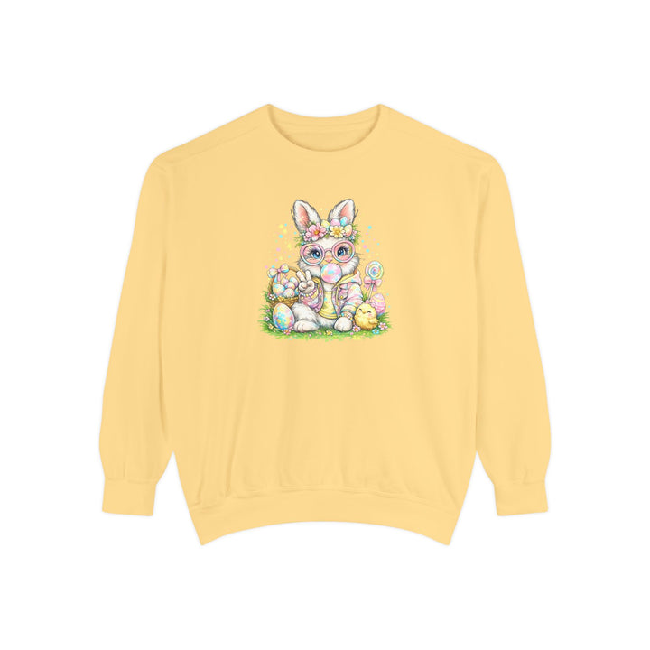Floral Easter Bunny Crewneck Sweatshirt | Pastel Bunny with Eggs