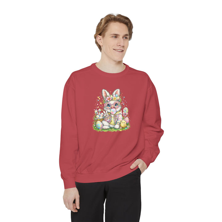 Floral Easter Bunny Crewneck Sweatshirt | Pastel Bunny with Eggs