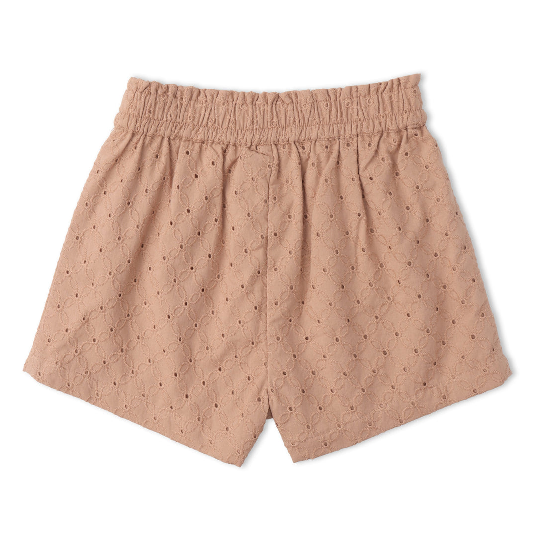 Organic Eyelet Flutter Top And Shorts Set - Clay Eyelet