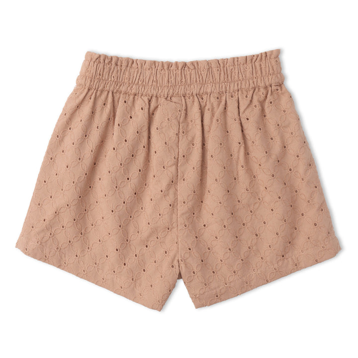 Organic Eyelet Flutter Top And Shorts Set - Clay Eyelet
