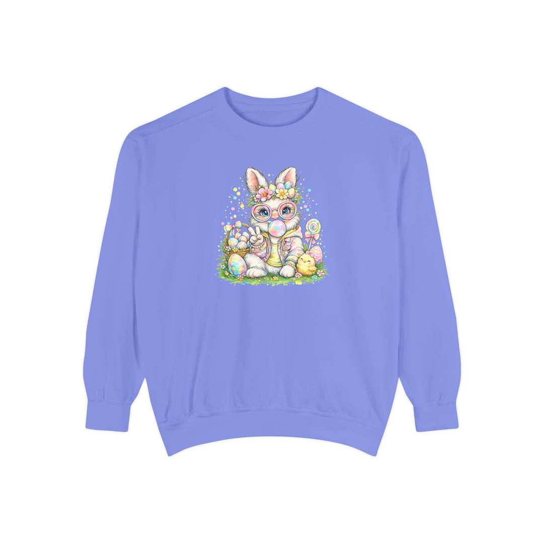 Floral Easter Bunny Crewneck Sweatshirt | Pastel Bunny with Eggs