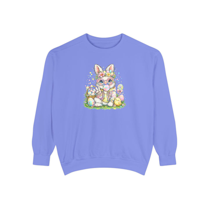 Floral Easter Bunny Crewneck Sweatshirt | Pastel Bunny with Eggs