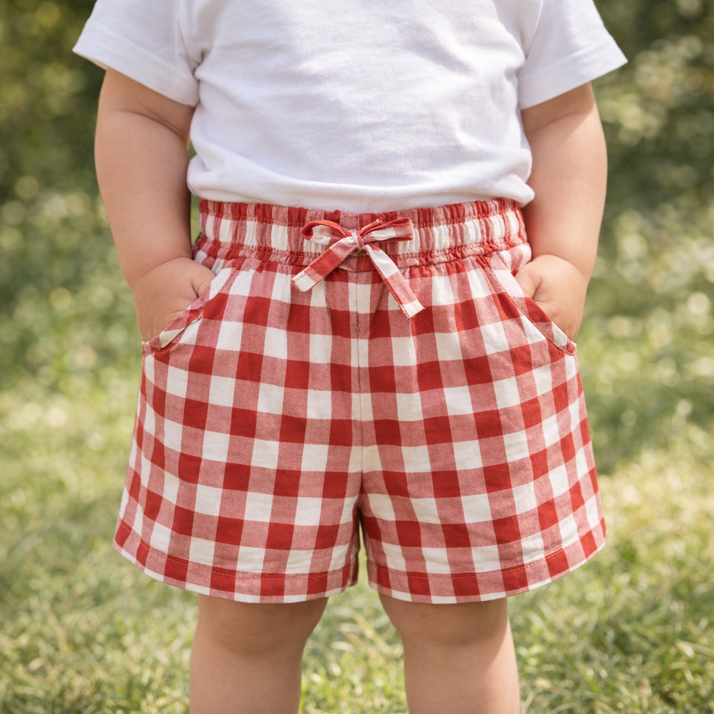 Organic Plaid Shorts with pockets