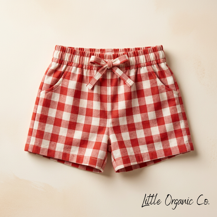 Organic Plaid Shorts with pockets