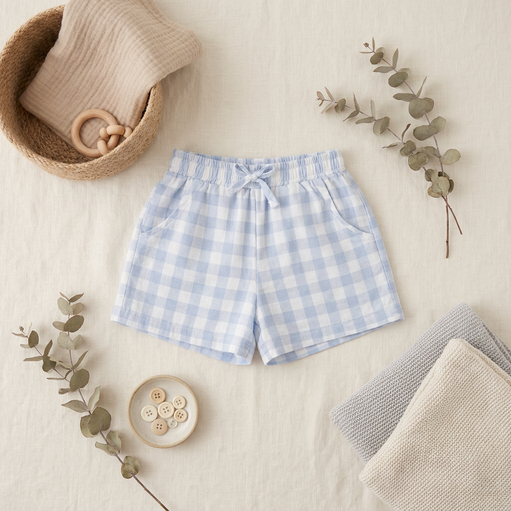 Organic Plaid Shorts with pockets