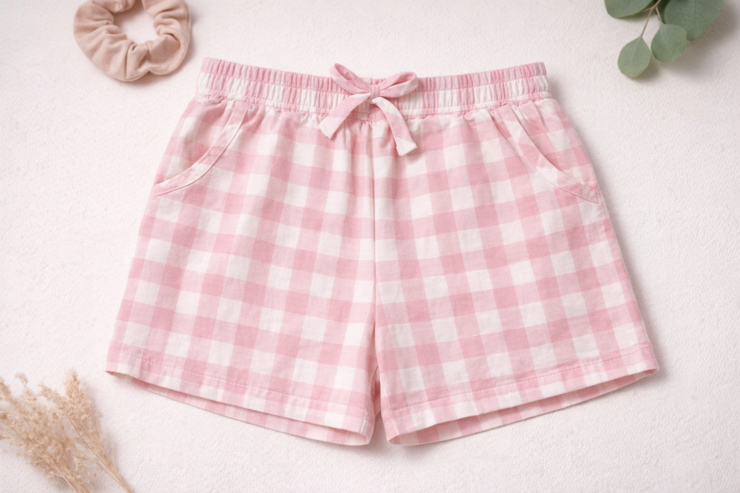 Organic Plaid Shorts with pockets