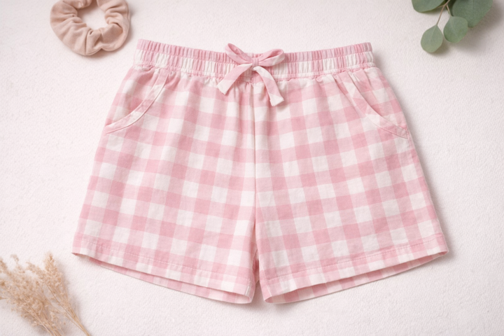 Organic Plaid Shorts with pockets