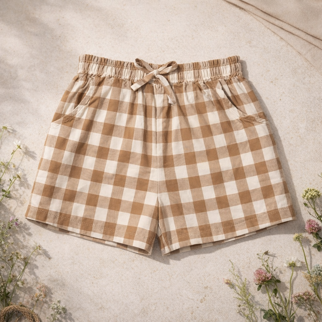 Organic Plaid Shorts with pockets