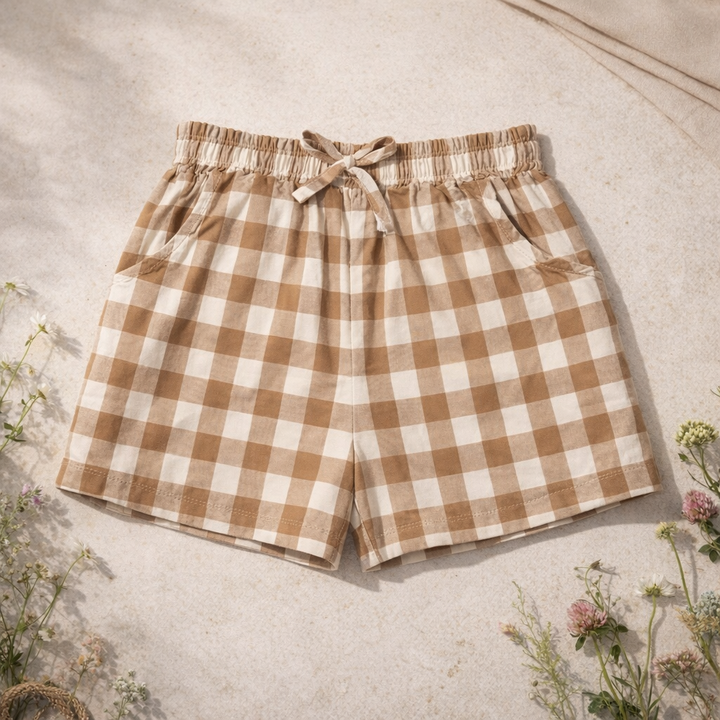 Organic Plaid Shorts with pockets