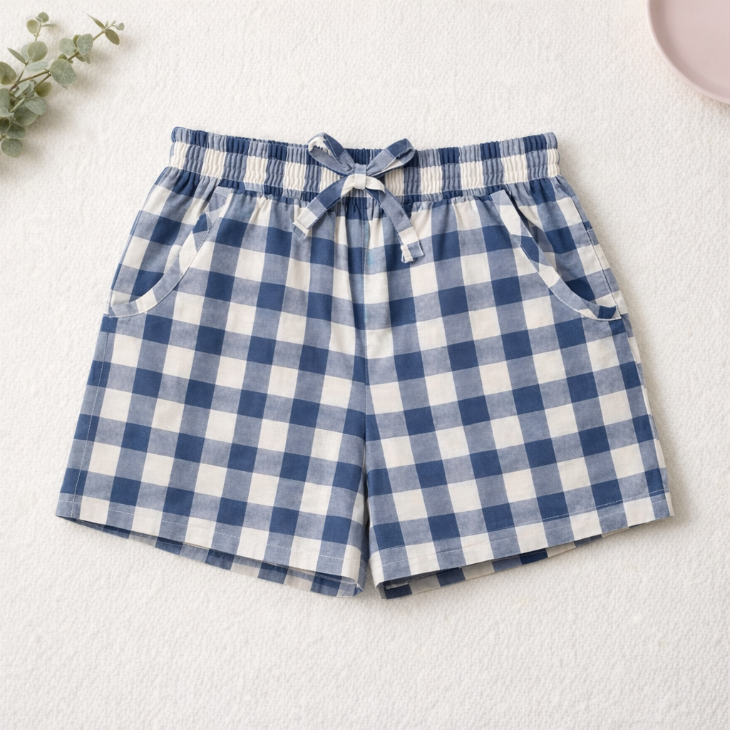 Organic Plaid Shorts with pockets