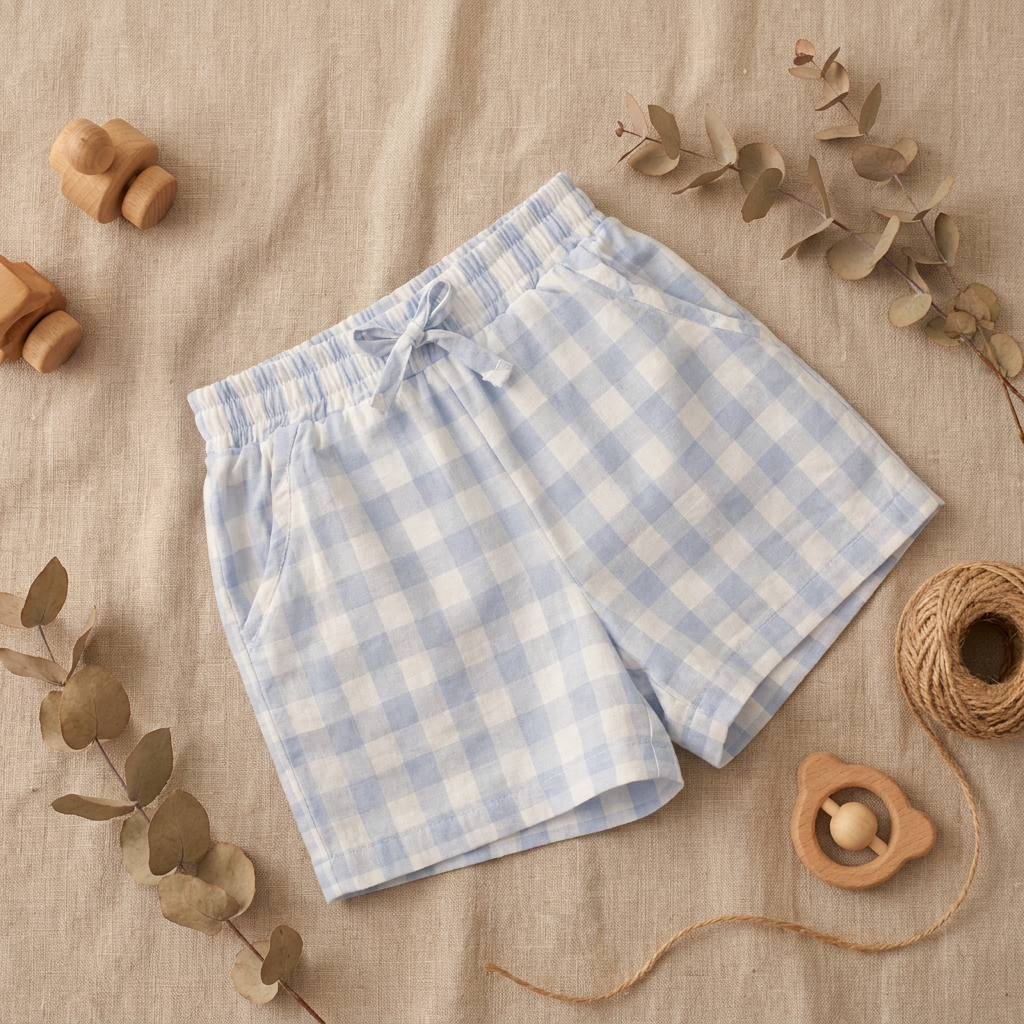 Organic Plaid Shorts with pockets