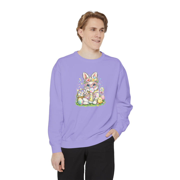 Floral Easter Bunny Crewneck Sweatshirt | Pastel Bunny with Eggs