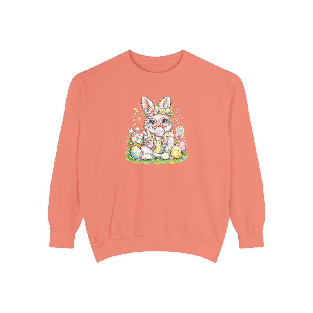 Floral Easter Bunny Crewneck Sweatshirt | Pastel Bunny with Eggs