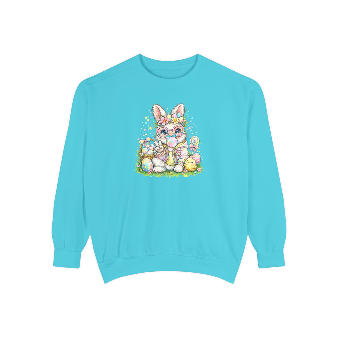 Floral Easter Bunny Crewneck Sweatshirt | Pastel Bunny with Eggs