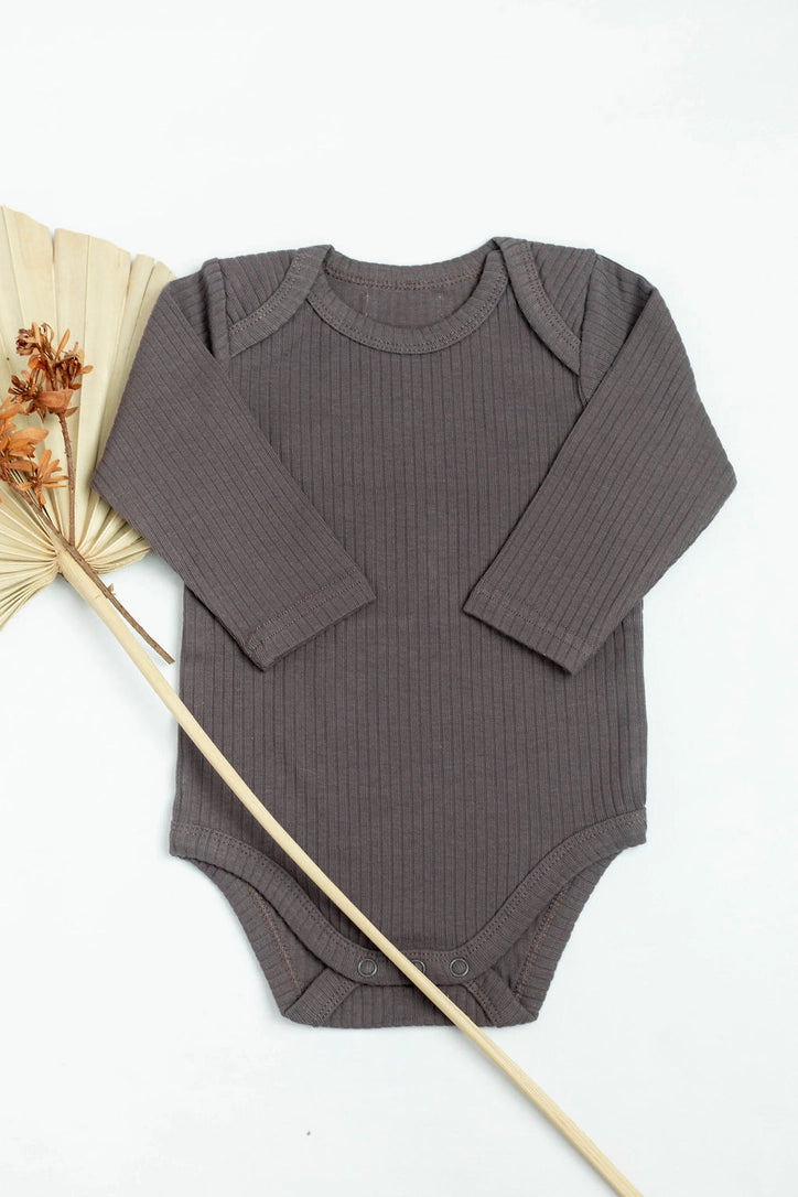 Baby Organic cotton bodysuit ribbed cotton long sleeve