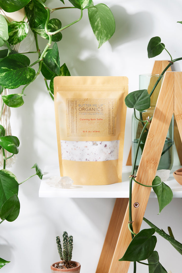 Calming Bath Salts / Detox / Relaxation / Lavender &amp; Chamomile / Essential Oils / Organic Herbs / Herbal Bath Salts for Relaxation Stress