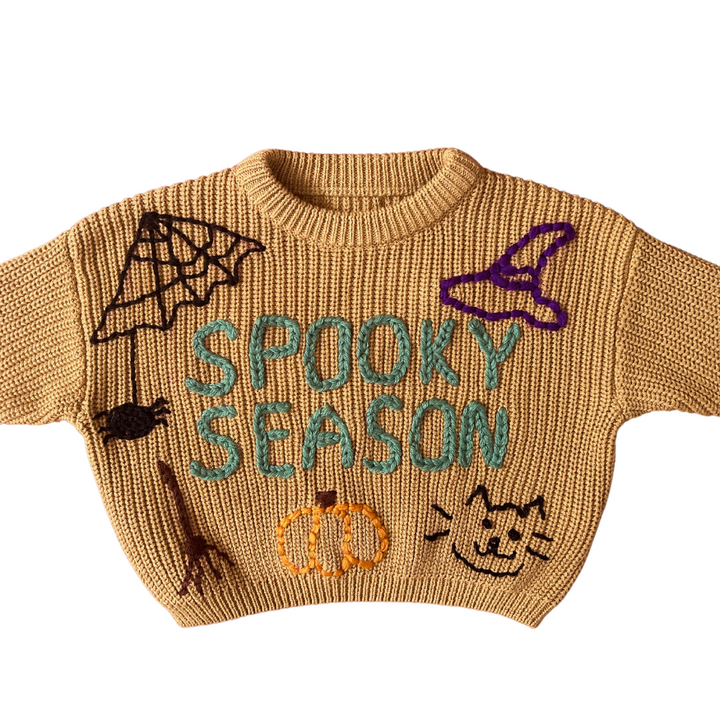 Spooky Season Sweater Organic Knit-Mustard