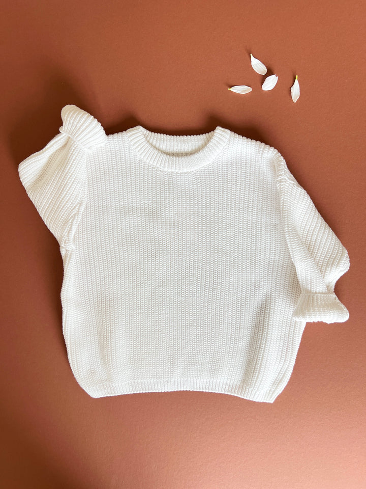 White Sweater Organic knit for kids- oversized clothes