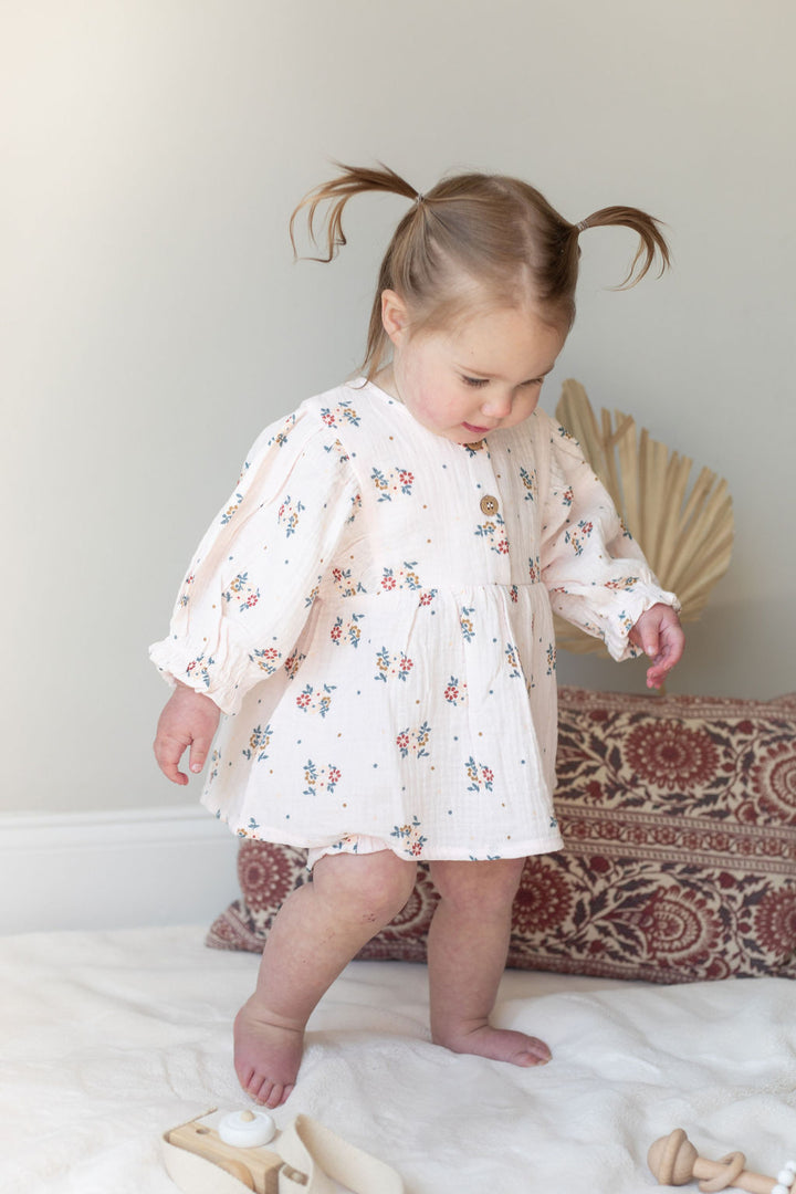 Organic Summer set dress with bloomers-Floral