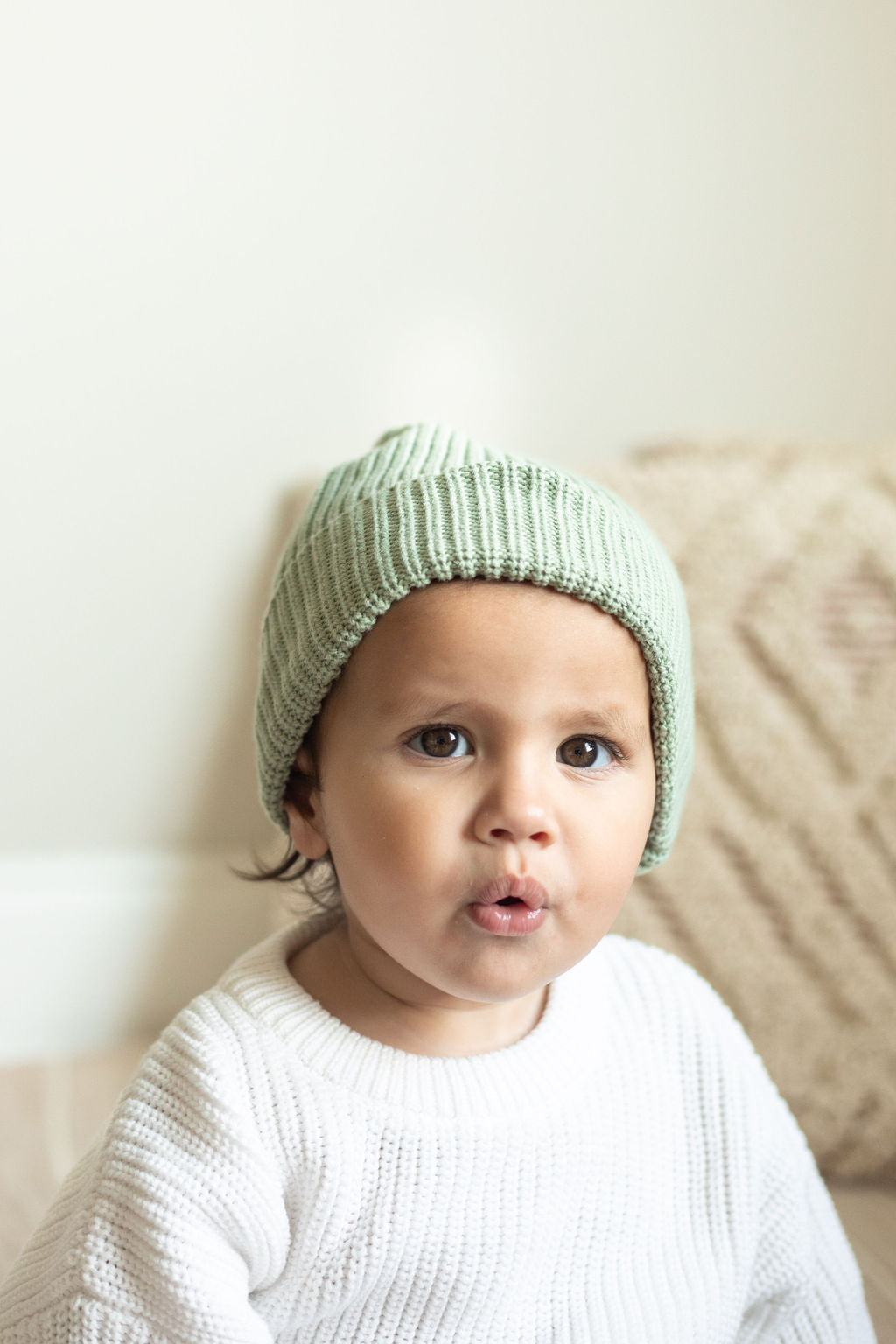 Organic Cotton Knit Beanie Caps for Babies and Kids