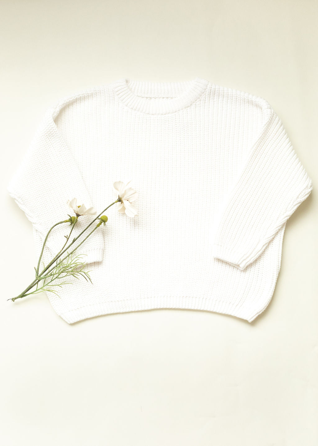 White Sweater Organic knit for kids- oversized clothes