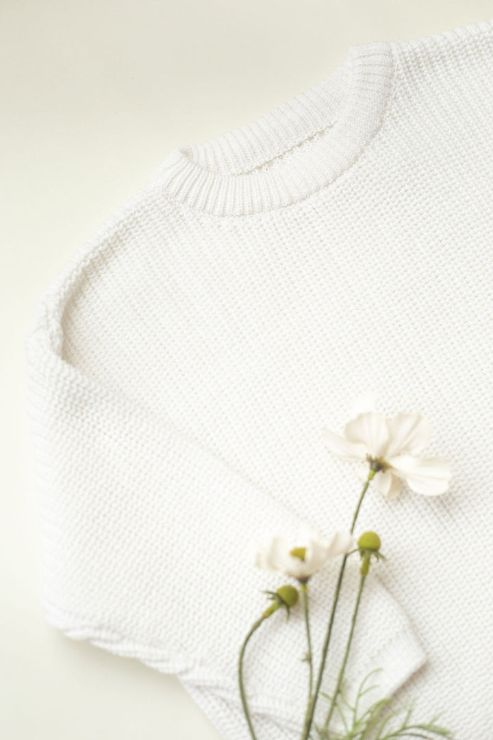 White Sweater Organic knit for kids- oversized clothes