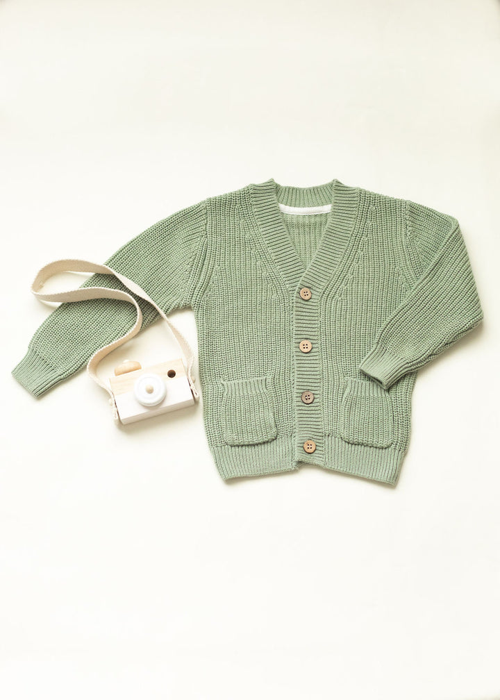 Pre-Order Organic Cotton Cardigan with Cute Pockets and Button-Up Front